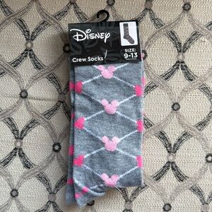 Disney Pink And Gray Mickey Socks